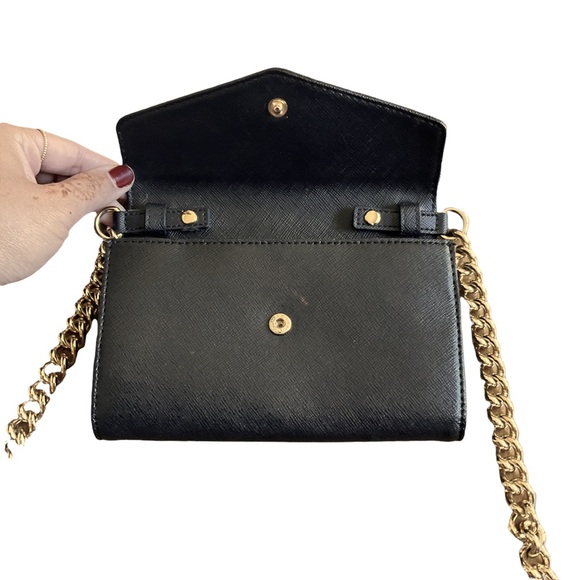 Michael Kors Crossbody Wallet Purse - Black with Gold Hardware - Picture 6 of 6